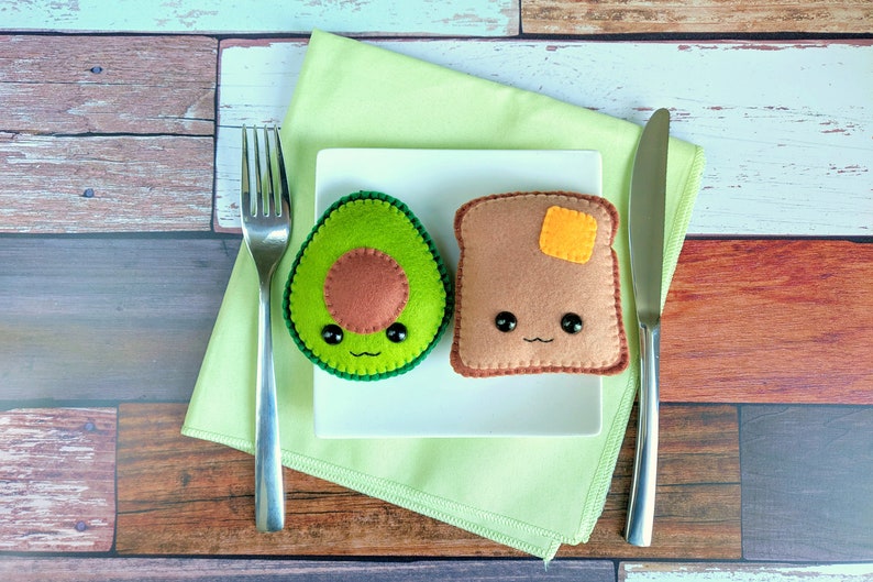 Kawaii plush avocado toast set / Plush food / Plushies / Cute | Etsy