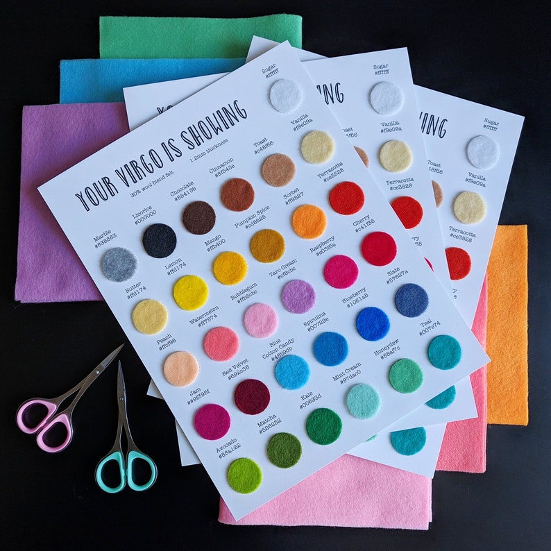Felt Swatch Chart/felt Yardage/felt by the Yard/wool Blend Etsy