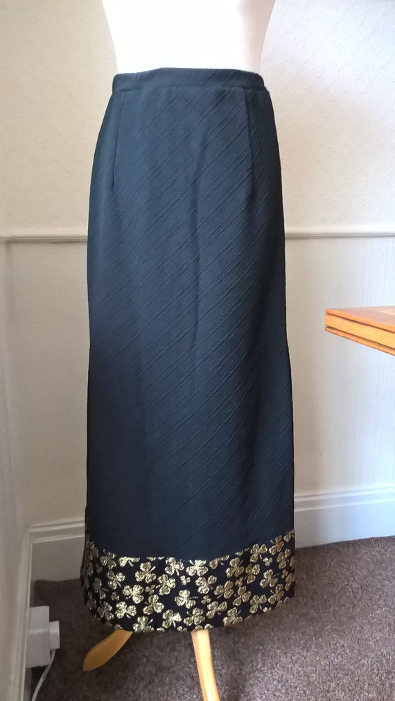 Jayar vintage 60s black crimplene maxi skirt with 