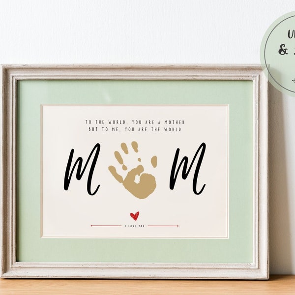 Mom's Birthday Handprint, Mom Handprint Footprint Art Craft, Personalized 1st Birthday Gift, Memory Keepsake Craft, Mother's Day Gift