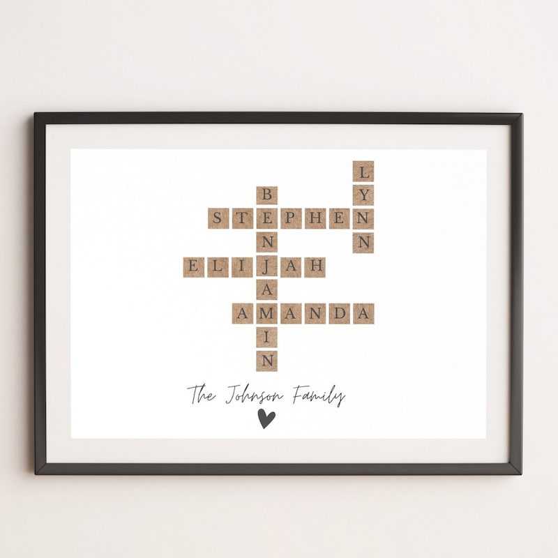 Crossword Family Name Wall Decor Etsy Crossword Family Name Wall Decor Etsy