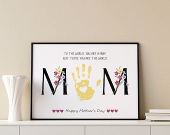 Huellas de manos para el Día de la Madre imprimibles, Manualidades con huellas de manos para el Día de la Madre, Regalos para el Día de la Madre imprimibles, Arte con huellas de manos para el Día de la Madre, Manualidades para el Día de la Madre para niños