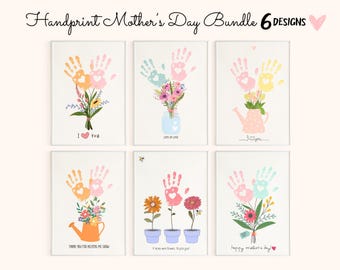 Huellas de manos imprimibles para el Día de la Madre, Manualidades para el Día de la Madre, Arte con huellas de manos para el Día de la Madre, Manualidades imprimibles para el Día de la Madre