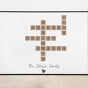 Aangepaste familie brief tegel print, kruiswoordraadsel Scrabble print, naam puzzel, gepersonaliseerde familienaam teken, achternaam teken, familie aangepaste borden afbeelding 6