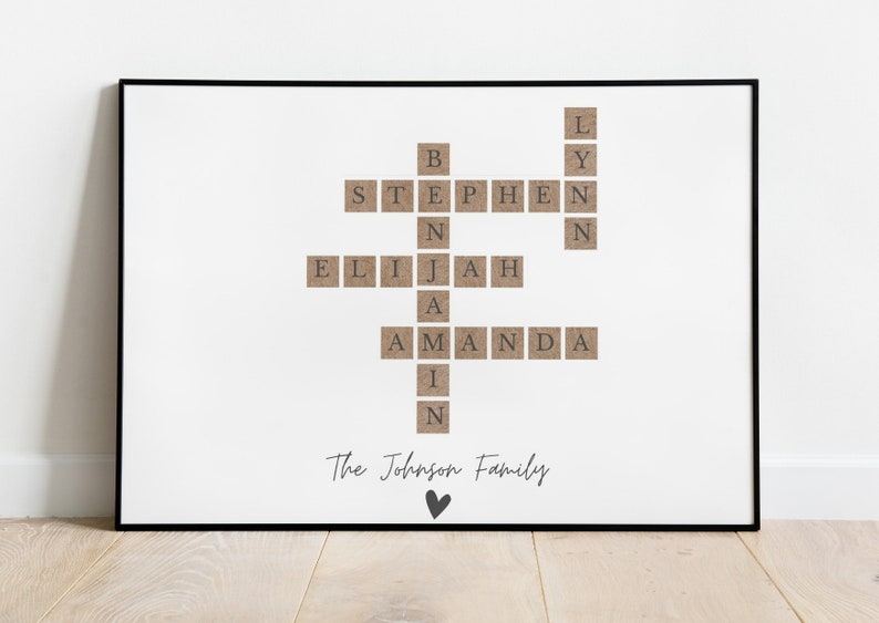 Aangepaste familie brief tegel print, kruiswoordraadsel Scrabble print, naam puzzel, gepersonaliseerde familienaam teken, achternaam teken, familie aangepaste borden afbeelding 6