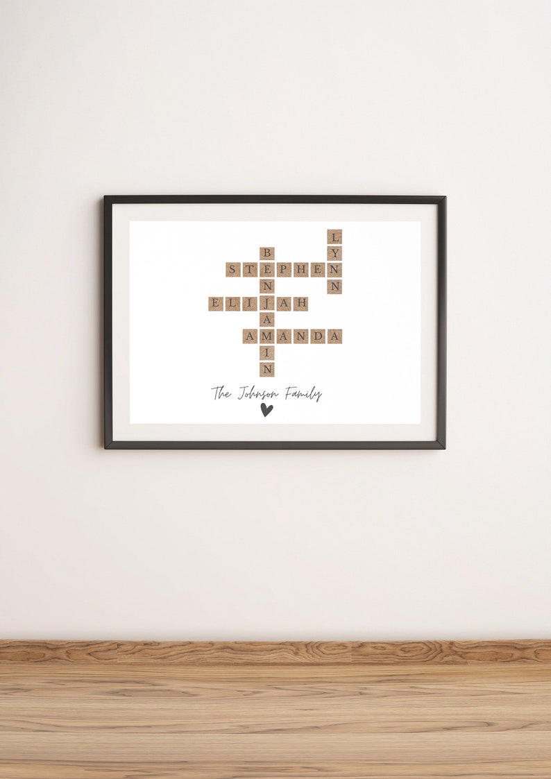 Aangepaste familie brief tegel print, kruiswoordraadsel Scrabble print, naam puzzel, gepersonaliseerde familienaam teken, achternaam teken, familie aangepaste borden afbeelding 4