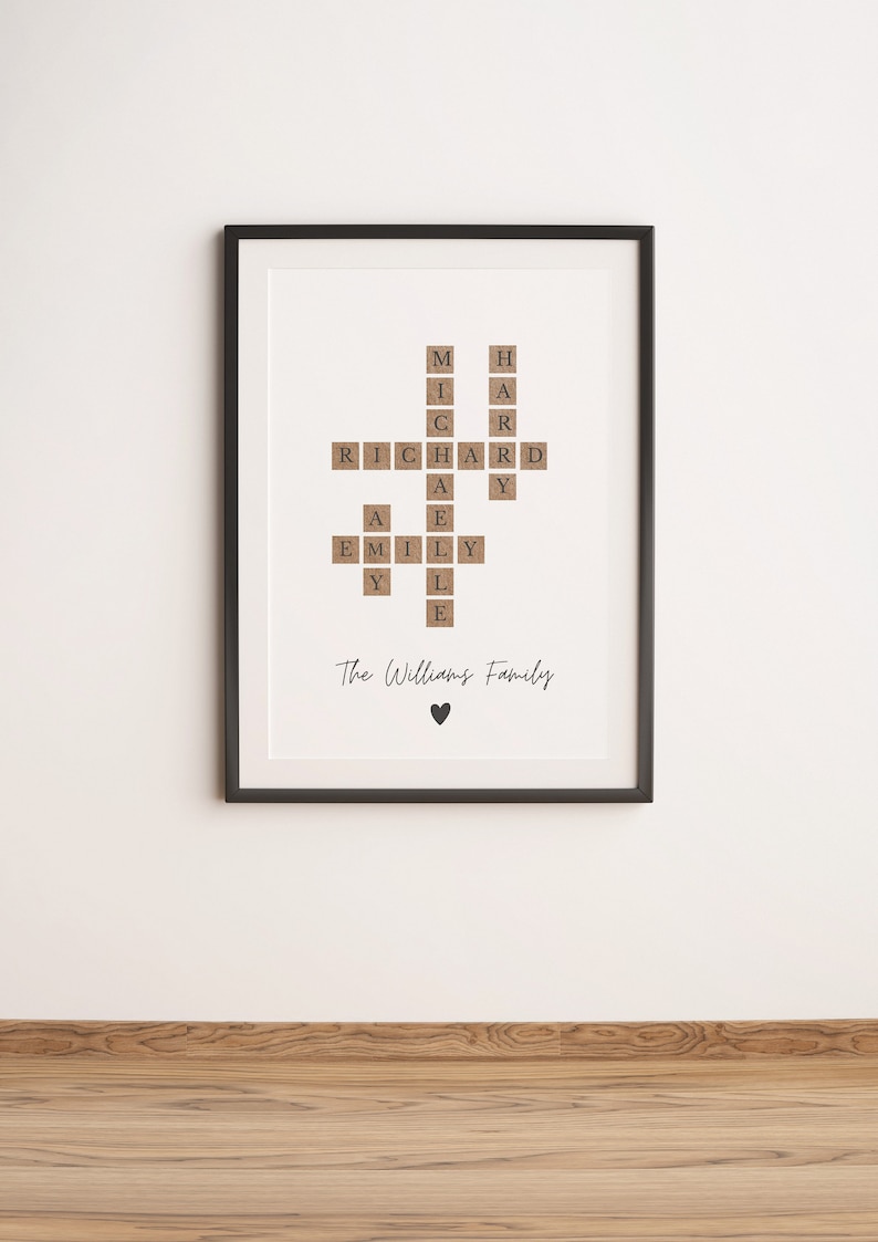 Aangepaste familie brief tegel print, kruiswoordraadsel Scrabble print, naam puzzel, gepersonaliseerde familienaam teken, achternaam teken, familie aangepaste borden afbeelding 3