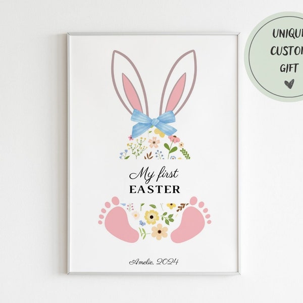My First Easter Footprint art, Footprint Art Printable, Babys First Easter Craft, Mom Meaningful Gift, DIY Baby Keepsake Craft, Unique Gift