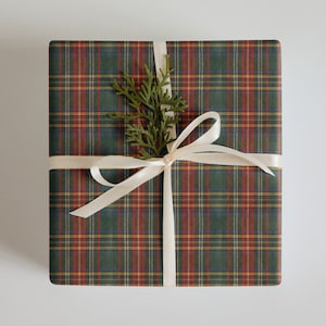 Carta da regalo natalizia - Carta da regalo a quadri vintage per incartare i regali delle feste! Fogli di carta da regalo natalizia Geen (set da 3)