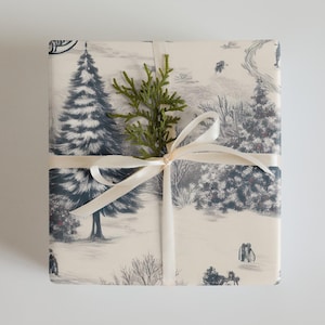 Carta da regalo natalizia motivo Toile de Jouy disegni misti, set da 3