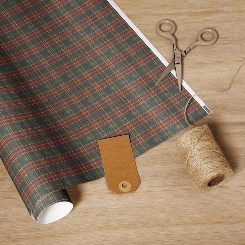 Vintage Plaid Wrapping Paper Roll