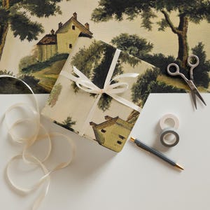 Carta da regalo natalizia - Vintage Countryside Toile, fogli di carta da regalo spessa di lusso per le feste, set di tre scene diverse