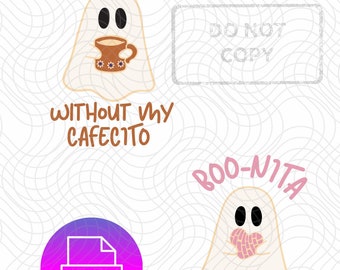 Halloween JPEG Download, Digital Download, Halloween Shirts, Spanish Halloween Shirts, Boo Shirt, Cute Ghost, Pan Dulce Ghost, Cafecito