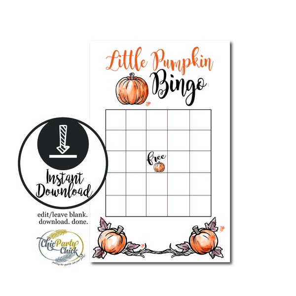 Little Pumpkin Baby Shower BINGO | Fall Baby Shower | Game | Printable