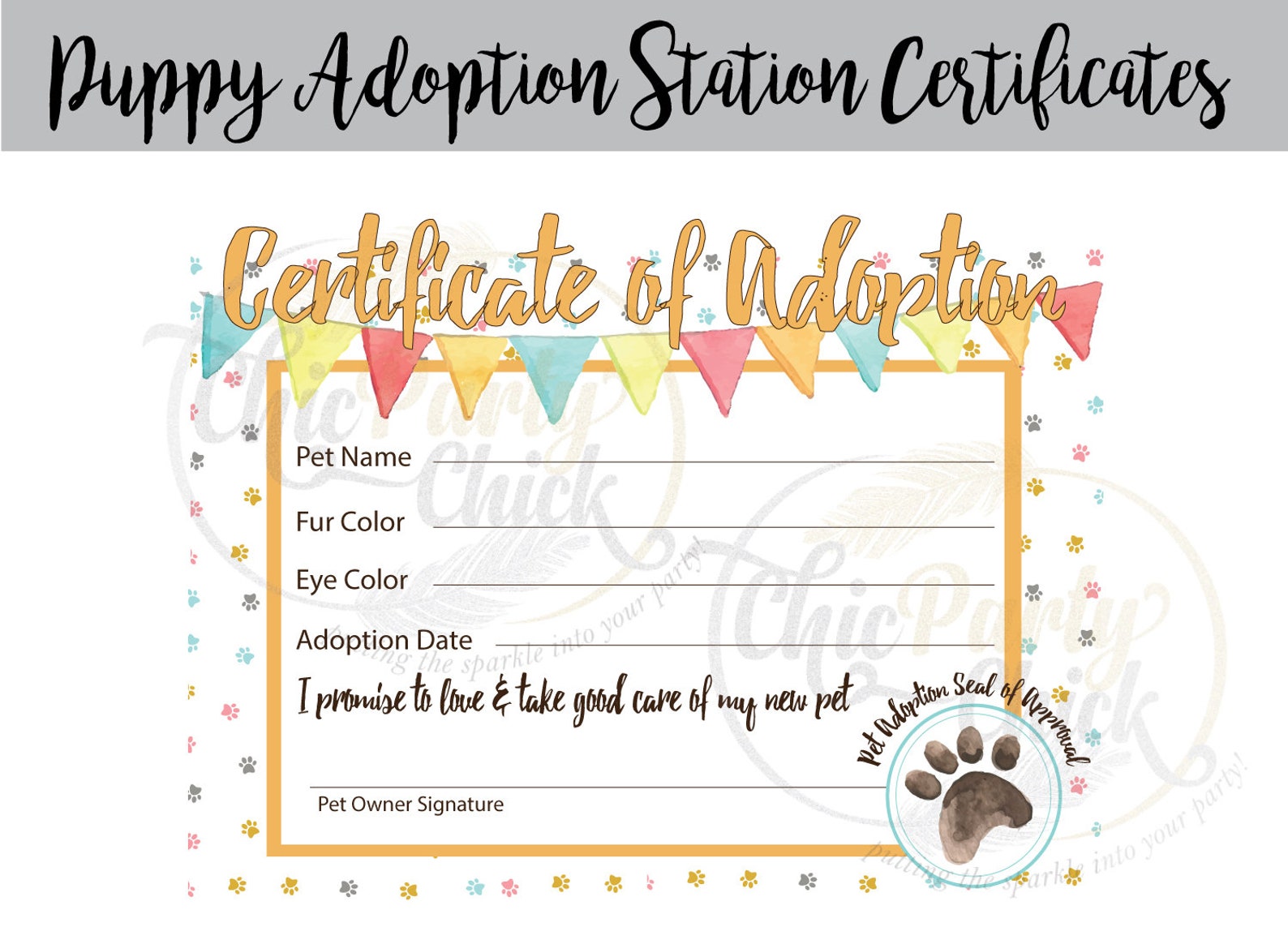 Puppy Adoption Kit Puppy Party Dog Birthday Party Let's | Etsy