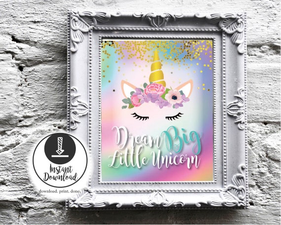 Dream Big Little Unicorn Sign Unicorn Birthday Party | Etsy