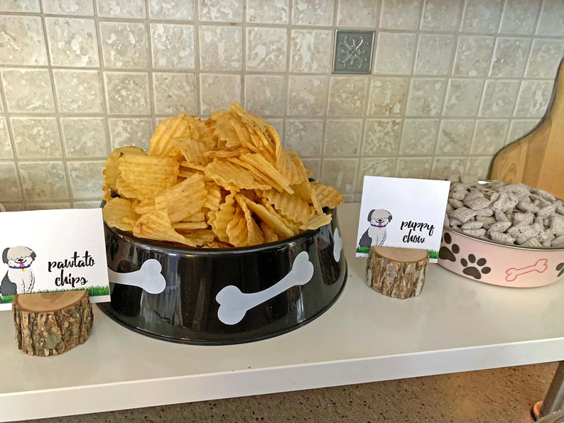 Editable Puppy Themed Birthday Party Food Cards Dog Themed Etsy