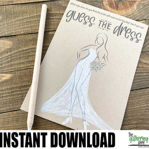 Guess the Dress Bridal Shower Game, Sketch the Dress, Download