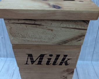 Handmade Small 2 milk bottle wooden Doorstep Milk Box, Storage, Milk Holder,  Wooden Milk Boxes, Porch Milk Storage Box, Milk Bottle Box