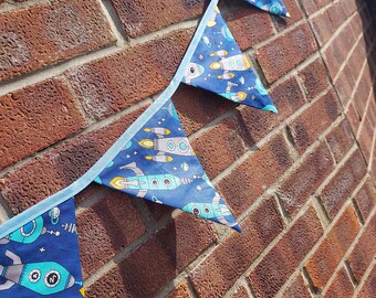 Space Rocket Cotton Bunting, Garland, Wall Hanging, Party,