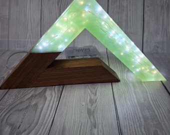 Wooden Resin Lamp, Modern Table Lamp, Night Light, Home Decor Lighting, Unique Handmade Lamp