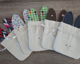 Easter Bunny Treat Bag, Easter Egg Hunt Bunny Ear Rabbit Drawstring Treat, Party, Gift, Goodie Bag, Easter Bags
