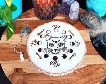 Cat Moon Phases Pendulum Board - Witchcraft supplies & Spiritual Divination Tool