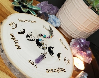 Pendulum board Moon Phase, Spirt board, talking board, beginner witch Intuition tools, Metaphysical Supplies, Altar tools, Yes or No board