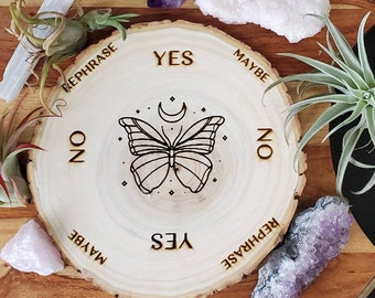 Butterfly and  moon pendulum board, spirit board, yes or no board, Metaphysical supplies, Divination tools, altar supplies