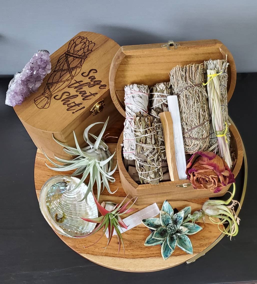 Sage That Shit Altar and Gift Box Set with deluxe sage bundle and aba…