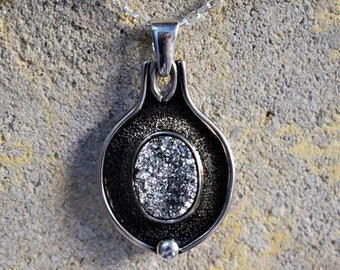 Handmade silver pendant with natural agate . Unique design . Gift idea . For her. Anniversary gift .Silver 925.