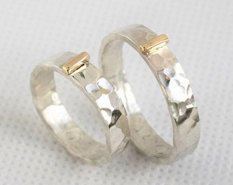 Wedding bands , silver and gold , simple and beatiful , weddingrings wedding gift for her , handmade band , jewellery, 925 , 585,