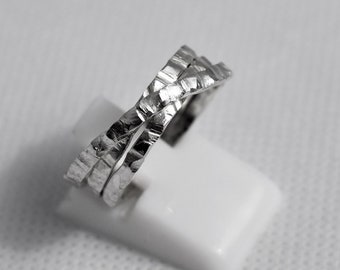 Handmade sterling silver ring,  wedding band  . Solid . Unique. midi ring .  Solitaire ring . Raw harsh surface. Statement ring , promise