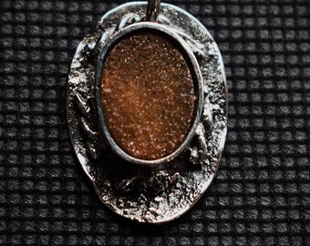 Handmade Sterling Silver Agate Pendant, Unique Design