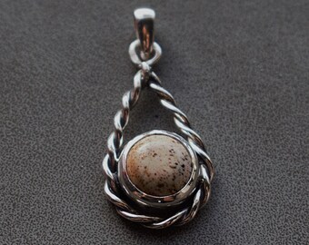 Handmade Sterling Silver Jasper Pendant, Unique Design