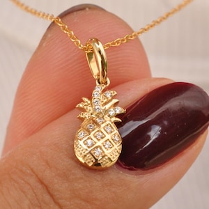 Dainty 14k Gold Pineapple Necklace: Fertility Charm Pendant