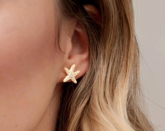 Gold Starfish Earrings Gift For Her Best Friend Gift Sister Daughter Everyday Simple Minimalist Stud Stacking Nautical Beach Mermaid SeaStar