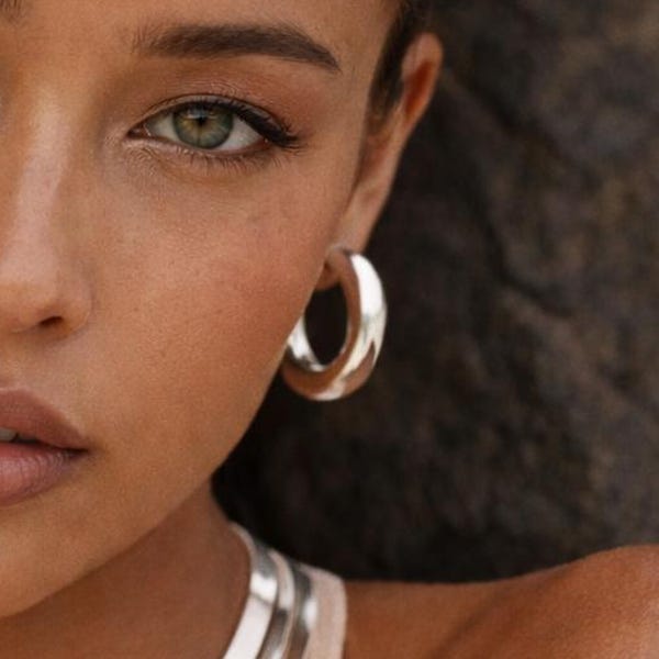 Chunky Hoops 925 Genuine Sterling Silver Hoop Earrings: Lightweight Everyday Statement