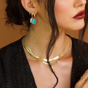Gold Vermeil Herringbone Chain Necklace: Sterling Silver Snake Choker