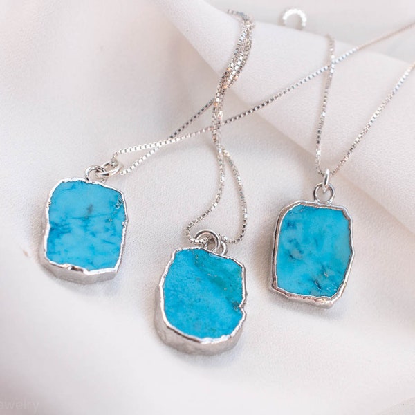 Gift For Her Turquoise Silver Necklace Howlite Birthday Gift Mom Gift Sister Coworker Best Friend December Birthstone Jewelry Gemstone