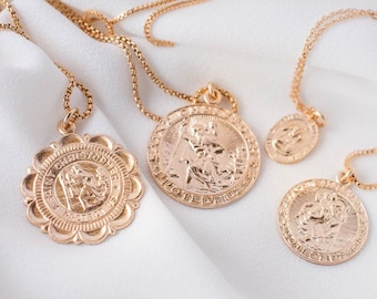 Collier Saint Christophe : médaillon de protection du voyageur en gold filled