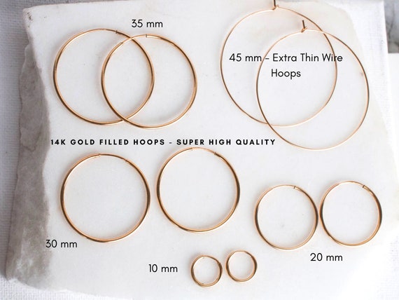 Gold Hoop Earrings 14k Gold Filled Extra Thin Tiny Everyday Skinny