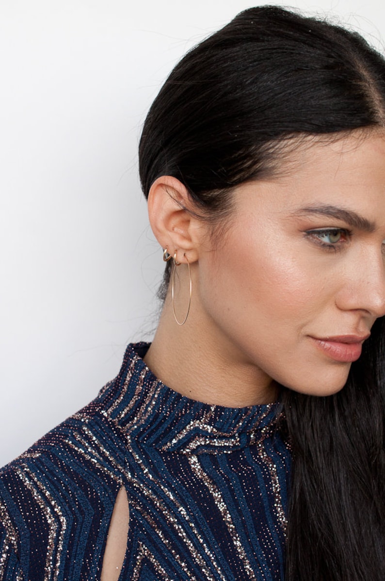 Thin Gold Hoop Earrings Super Thin Gold Hoops Ultra Thin Hoops Etsy