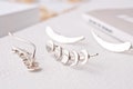 Sterling Silver Moon Phase Ear Climbers: Celestial Ear Cuff