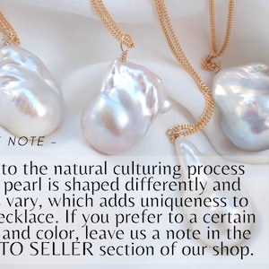 Baroque Pearl Necklace Solid Gold Unique Large Keshi Pearl Mother's Day Gift Birthday Gift Wife Her Chunky Bridal Jewelry Wedding Freshwater image 5