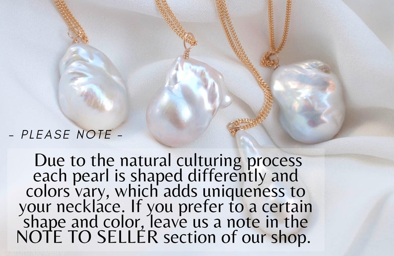 Baroque Pearl Necklace Solid Gold Unique Large Keshi Pearl Mother's Day Gift Birthday Gift Wife Her Chunky Bridal Jewelry Wedding Freshwater image 5