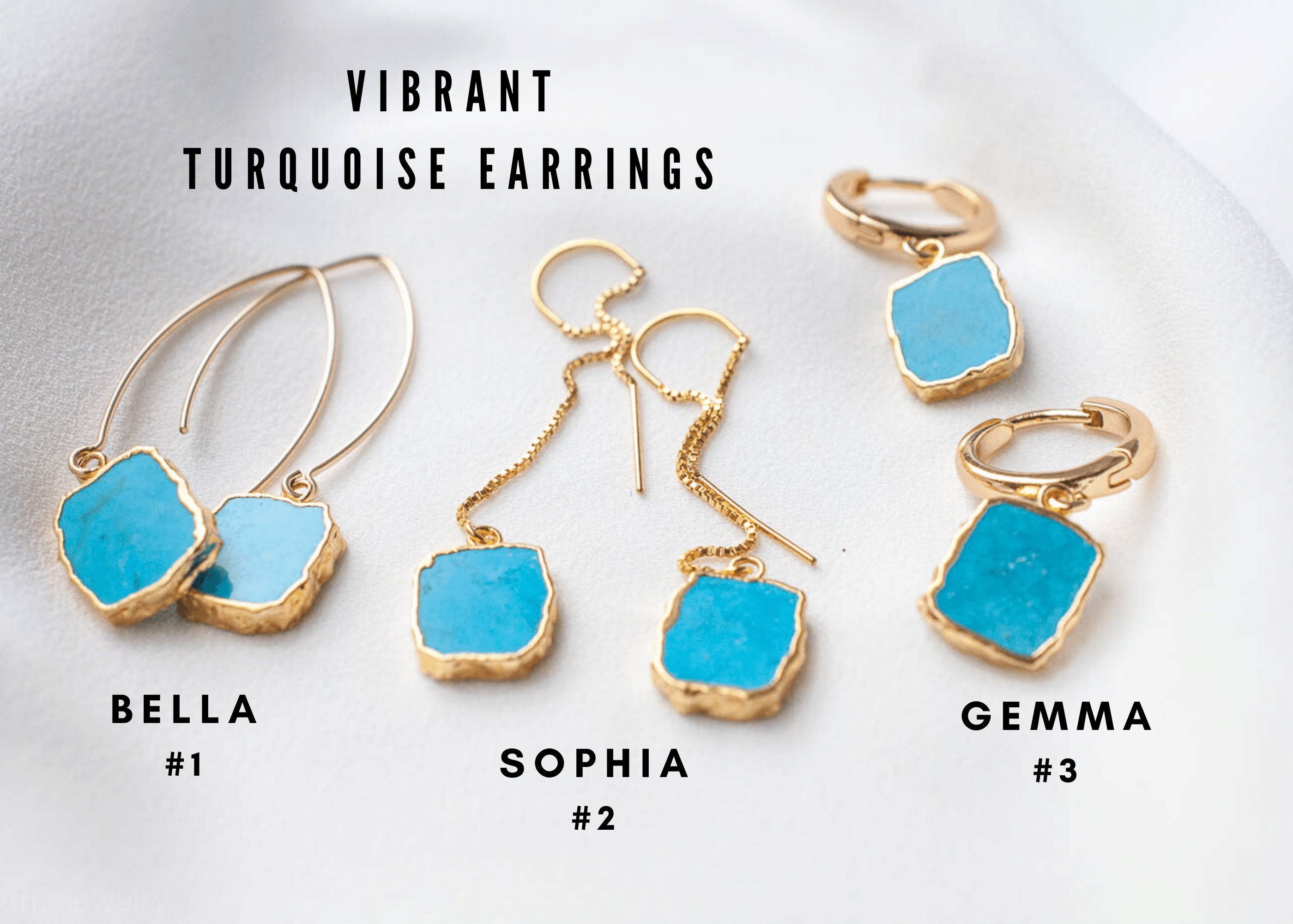 Turquoise Earrings Gold Birthday Gift 