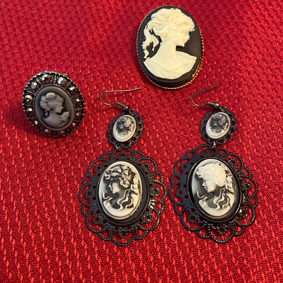 Cameo Jewelry Set Cameo Earrings Cameo Ring Cameo Pin Etsy