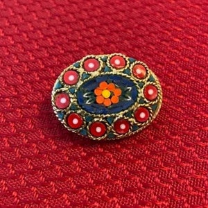 Micro Mosaic Brooch - Oval - Vintage