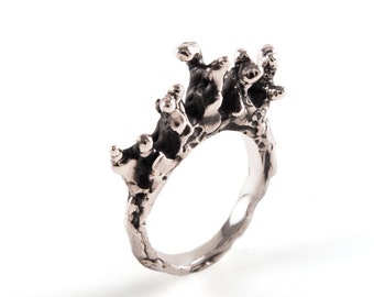 Coral Ring Silver - Oxidized - Statement Silver Ring - Fine Silver Ring - Organic Ring Silver - Natural Jewelry